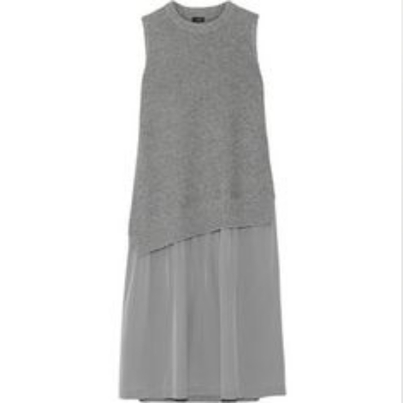 HP. Joseph Asymmetric Waist Drop Midi Dress In Grey - Picture 2 of 14